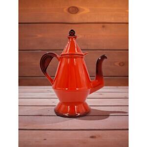 Metlox Poppytrail Vernon Red Rooster Red Coffee Pot w Lid 10 7/8” Vintage